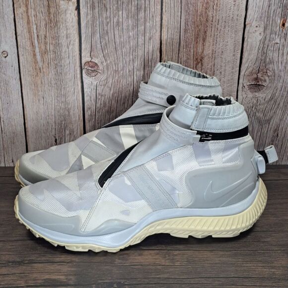 Nike Gyakusou x Gaiter Boot AA0530-100 Pure White Platinum Sneaker Men's Size 8 - Picture 1 of 9
